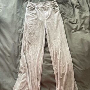 Sage crushed velvet pants